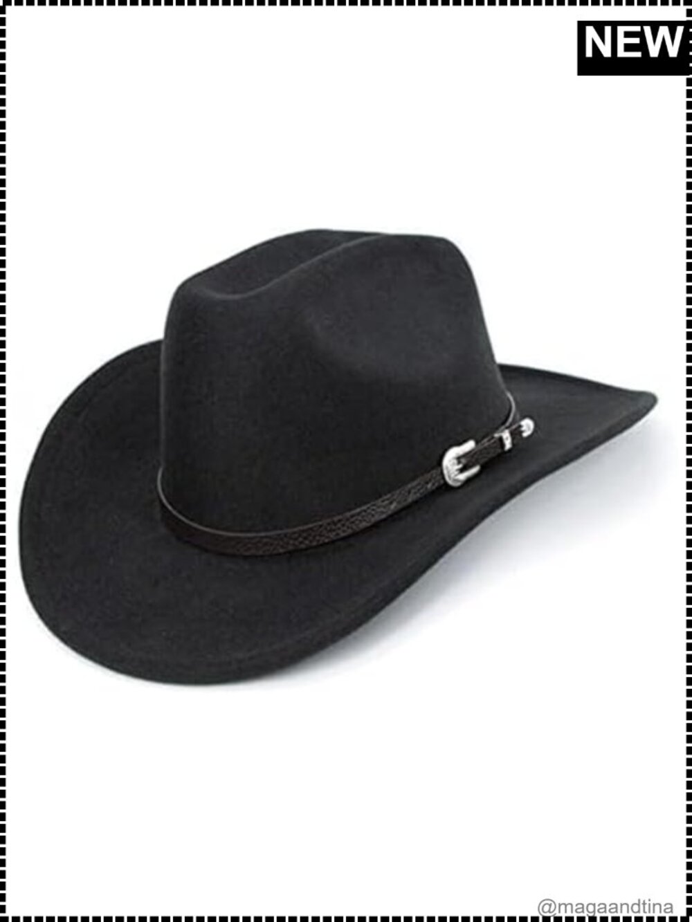 Western Cowboy Hat Vegan Leather Studded Band Unisex Cosplay Costume